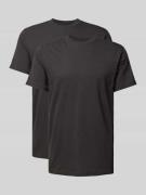 RAGMAN T-Shirt mit geripptem Rundhalsausschnitt in Black, Größe L