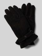 Barbour Lederhandschuhe mit Ziernähten in Black, Größe L