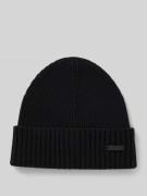 BOSS Beanie mit Label-Badge Modell 'Fati' in Black, Größe 1