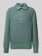 BOSS Strickpullover mit kurzer Knopfleiste Modell 'Emaximo' in Mint, G...