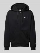 CHAMPION Sweatjacke mit Label-Stitching in Black, Größe L