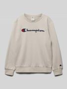 CHAMPION Sweatshirt mit Label-Stitching in Stein, Größe 128