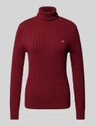 Gant Strickpullover mit Rollkragen in Bordeaux, Größe L