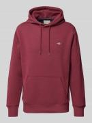 Gant Hoodie mit Label-Stitching Modell 'SHIELD' in Bordeaux, Größe L