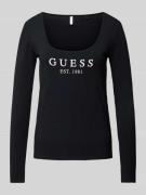 Guess Longsleeve mit Label-Print Modell 'CARRIE' in Black, Größe M