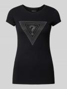 Guess Slim Fit T-Shirt mit Strasssteinbesatz in Black, Größe L