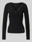 Guess Longsleeve in Ripp-Optik Modell 'KYLA' in Black, Größe M