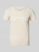 Guess T-Shirt mit Label-Print Modell 'CARRIE' in Beige Melange, Größe ...