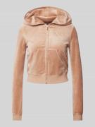 Juicy Couture Sweatjacke mit Kapuze Modell 'ROBYN' in Sand, Größe L