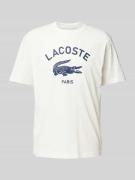 Lacoste T-Shirt mit Label-Print in Offwhite, Größe XL