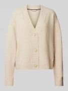 TOMMY HILFIGER Strickcardigan mit Label-Patch in Beige, Größe XS