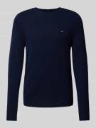 Tommy Hilfiger Wollpullover mit Logo-Stitching in Marine, Größe L