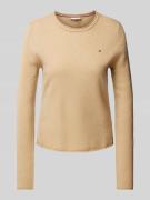 Tommy Hilfiger Strickpullover mit Logo-Stitching in Camel, Größe L