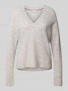 Tommy Hilfiger Strickpullover mit geripptem V-Ausschnitt in Mittelgrau...