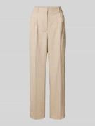 Tommy Hilfiger Wide Leg Wollhose mit Bundfalten in Beige, Größe 34