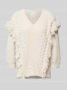 Marella Strickpullover mit V-Ausschnitt Modell 'NOROIS' in Offwhite, G...