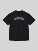 Jack & Jones T-Shirt mit Label-Print Modell 'CALEB' in Black, Größe 15...