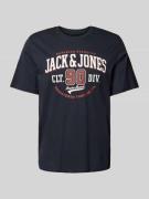 Jack & Jones T-Shirt mit Label-Print Modell 'ELOGO' in Marine, Größe M