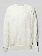 CARLO COLUCCI Strickpullover mit Label-Badge in Offwhite, Größe L