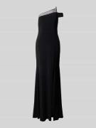 Luxuar One-Shoulder-Abendkleid mit Beinschlitz in Black, Größe 32