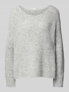 Milano Italy Strickpullover mit Strukturmuster in Mittelgrau Melange, ...