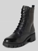 Tamaris Schnürboots aus Leder mit Ziernähten in Black, Größe 36