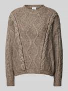 Vila Strickpullover mit Zopfmuster Modell 'TOYA' in Taupe, Größe L