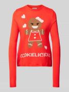 Only Strickpullover mit Rundhalsausschnitt Modell 'XMAS COOKIES' in Ro...