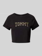 Tommy Jeans Cropped T-Shirt mit Rundhalsausschnitt in Black, Größe M