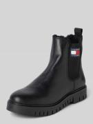 Tommy Jeans Chelsea Boots aus Leder mit elastischem Einsatz in Black, ...