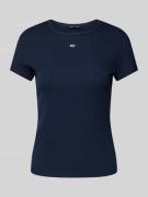 Tommy Jeans Slim Fit T-Shirt mit Label-Stitching in Marine, Größe L