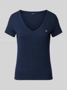 Tommy Jeans Slim Fit T-Shirt mit V-Ausschnitt in Marine, Größe L