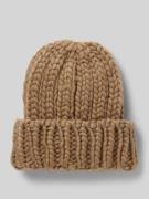 Pieces Beanie mit breitem Umschlag Modell 'JAMMA' in Taupe, Größe 1