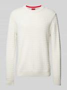 HUGO Strickpullover mit Strukturmuster Modell 'Scoult' in Offwhite, Gr...