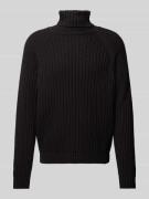 HUGO Rollkragenpullover mit Teilungsnähten Modell 'Sigur' in Black, Gr...