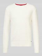 HUGO Strickpullover mit Strukturmuster Modell 'Stubon' in Offwhite, Gr...