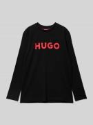 HUGO Longsleeve mit Label-Print in Black, Größe 140