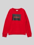 HUGO Sweatshirt mit Label-Print in Rot, Größe 140