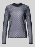 TOM TAILOR DENIM Mesh Longsleeve mit Print in Black, Größe L