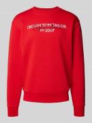 TOM TAILOR DENIM Basic Fit Sweatshirt mit Label-Schriftzug in Rot, Grö...