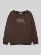 Name It Sweatshirt mit Motiv-Patch Modell 'BEAR' in Schoko, Größe 104