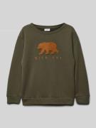 Name It Sweatshirt mit Motiv-Patch Modell 'BEAR' in Schilf, Größe 104