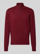 Fynch-Hatton Strickpullover mit Troyer-Kragen in Bordeaux, Größe L