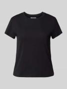 Review Loose Fit T-Shirt mit geripptem Rundhalsausschnitt in Black, Gr...