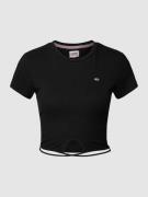 Tommy Jeans Cropped T-Shirt mit Schnürung in Black, Größe XL