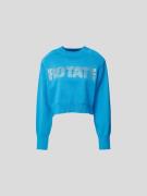 ROTATE Cropped Sweatshirt mit Zierperlenbesatz in Blau, Größe 34