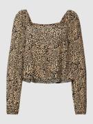 Tommy Jeans Cropped Bluse mit Animal-Print in Mittelbraun, Größe L