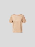 Juvia T-Shirt mit U-Boot-Ausschnitt in Camel, Größe M