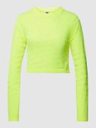 Karo Kauer Strickpullover mit Rundhalsausschnitt in Neon Gelb, Größe M