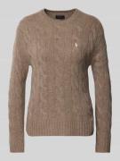 POLO RALPH LAUREN Strickpullover mit Zopfmuster in Beige, Größe L